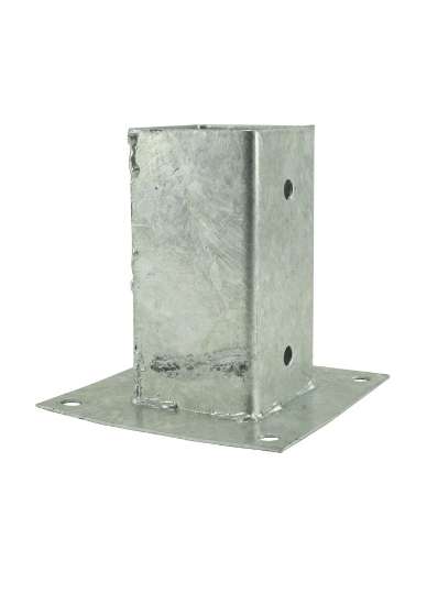 Afbeeldingen van GB paalhouder met plaat - 71x71x150x2mm - thermisch verzinkt