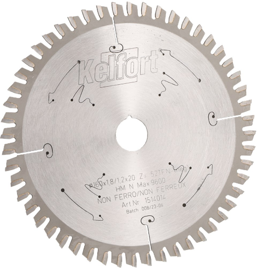 Afbeeldingen van Kelfort cirkelzaagblad - Ø160x1,8/1,2x20mm 52 tands TFN - voor metaal