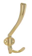 Afbeeldingen van Siro Kapstokhaak metaal - boorafstand 32mm/L 158mm/H 76mm/B 67mm - messing glanzend 