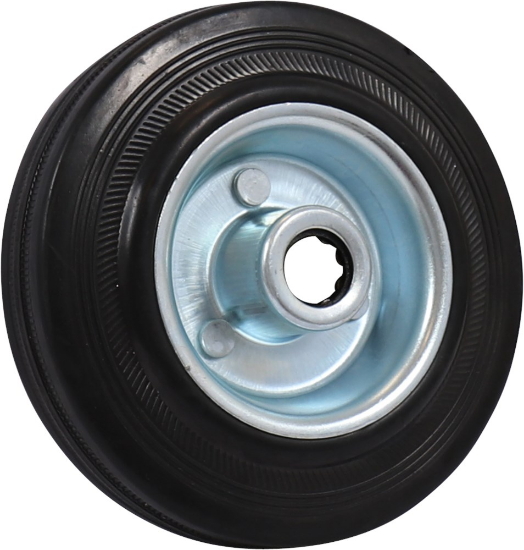 Afbeeldingen van Kelfort Wiel - Ø125mm (100kg) - gegalvaniseerd met velg en Rollager zwart rubber Loopvlak 