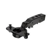 Afbeeldingen van Hettich Sensys 110°-scharnier met geïntegreerde demping (Sensys 8645i), in obsidiaanzwart, opliggend, openingshoek 110°, TH-boorbeeld 52 x 5,5 mm, met spreidpluggen (ø 10 x 11)