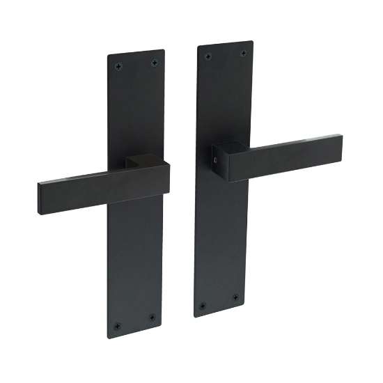 Afbeeldingen van INTERSTEEL Deurkruk Amsterdam met schild 250x55x2mm zwart 0571