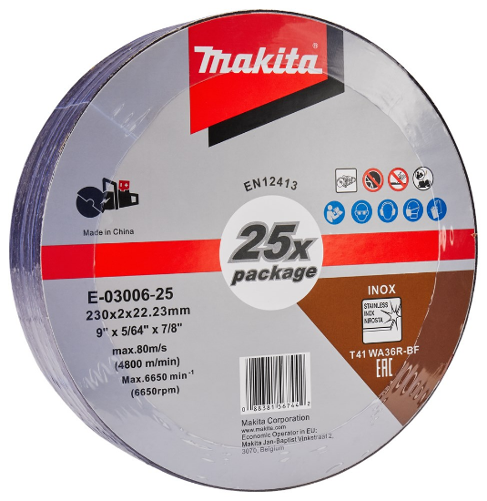 Afbeeldingen van Makita Doorslijpschijf - 230x22.23x2mm - 25 stuks  RVS