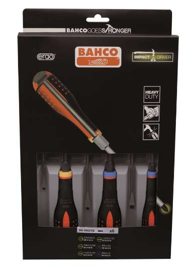Afbeeldingen van Bahco ergonomische schroevendraaierset voor gleuf/pz 6 Delig