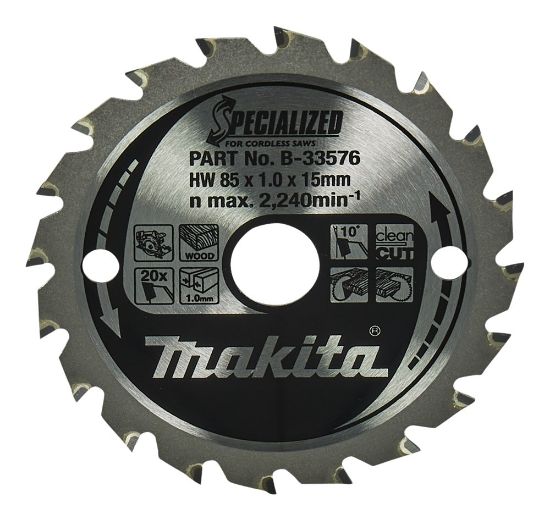 Afbeeldingen van Makita zaagblad - Ø85x15x1.0mm HM 20 Tands 25° - voor hout