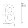 Afbeeldingen van INTERSTEEL Huisnummer 8 150mm rvs geborsteld 4020