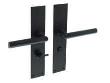 Afbeeldingen van INTERSTEEL Deurkruk Jura met schild 250x55x2mm WC63/8 zwart 0583