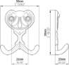 Afbeeldingen van Siro Kapstokhaak metaal - boorafstand 24mm/L 66mm/H 20mm/B 56mm chroom glanzend 