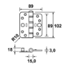 Afbeeldingen van Axa veiligheids glijlagerscharnier - 3x89x102mm - afgerond ongemonteerd