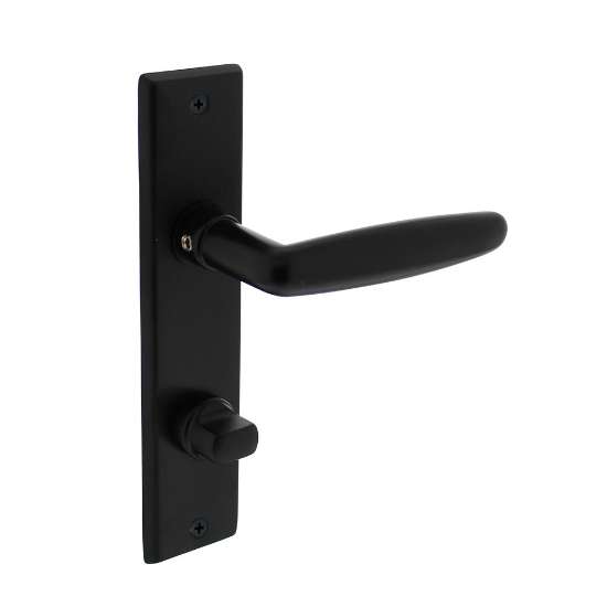 Afbeeldingen van INTERSTEEL Deurkruk Sophie met schild 181x41x7mm WC63/8mm mat zwart 0225