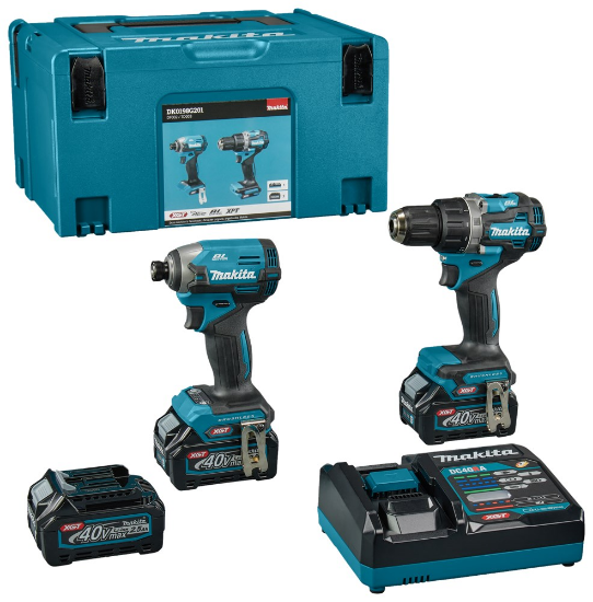 Afbeeldingen van Makita combset DK0198G201 - 40V Max 2x2.5Ah accu - inclusief oplader in Mbox