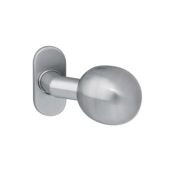Afbeeldingen van INTERSTEEL Knop bol/schuin vast op rozet ovaal 4mm RVS 2165