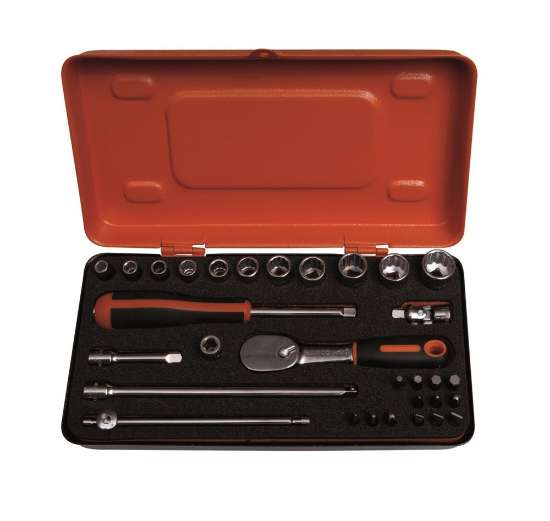 Afbeeldingen van Bahco dopsleutelset 31 delig 1/4'' met metalen doos