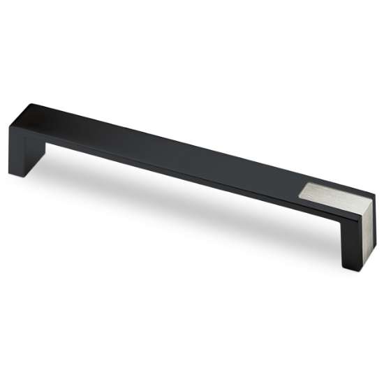 Afbeeldingen van Hettich Greep Intra, boorafstand 192, L 204 mm, B 25 mm, H 26 mm, Mat zwart / roestvrij staal finish geborsteld