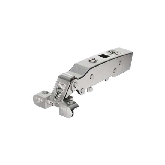 Afbeeldingen van Hettich Sensys scharnier voor aluminium frame met geïntegreerde demping (Sensys 8638i), vernikkeld, opliggend, openingshoek 95°, voor schroefbevestiging (-)