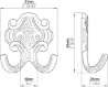 Afbeeldingen van Siro Kapstokhaak metaal - boorafstand 19mm/L 65mm/H 28mm/B 61mm antiek ijzer 