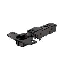 Afbeeldingen van Hettich Sensys scharnier voor dikke deuren, deurdikte tot 32 mm, veerloos (Sensys 8661), in obsidiaanzwart, half opliggend, Openingshoek  95°, voor schroefbevestiging (-)