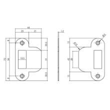 Afbeeldingen van INTERSTEEL Sluitplaat voor loopslot tbv woningbouwsloten, afgerond met korte lip rvs 9509
