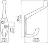 Afbeeldingen van Siro Kapstokhaak metaal - boorafstand 11mm/L 87mm/H 56mm/B 18mm messing glanzend 