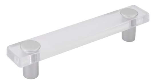 Afbeeldingen van Siro Meubelgreep kunststof - boorafstand 96mm/L 126mm/H 26mm/B 20mm transparant/ aluminium 