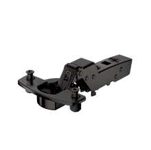 Afbeeldingen van Hettich Sensys 110°-scharnier met geïntegreerde demping (Sensys 8645i), in obsidiaanzwart, inliggend, openingshoek 110°, TH-boorbeeld 52 x 5,5 mm, met spreidpluggen (ø 10 x 11)