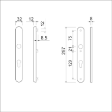 Afbeeldingen van Ami Veiligheidsmalschild 257/32/2 - PC72 Deurdikte 53/57mm - F1 