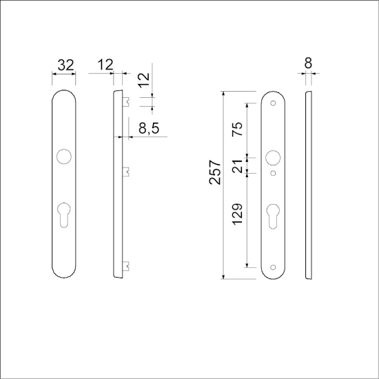 Afbeeldingen van Ami Veiligheidsmalschild 257/32/2 - PC72 Deurdikte 53/57mm - F1 