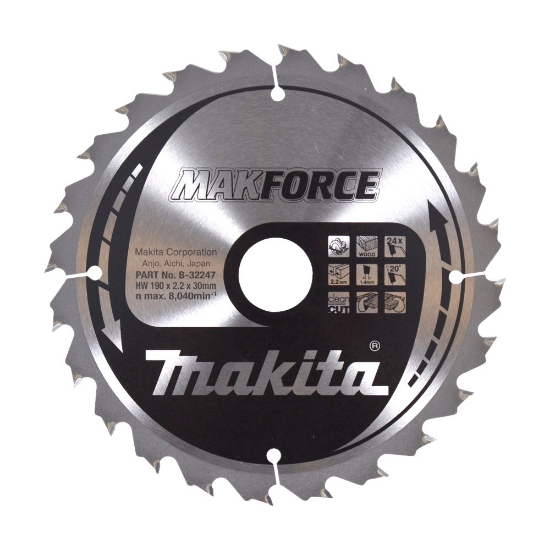 Afbeeldingen van Makita zaagblad B-32247 - Ø190x30x2.2mm 24 tands - geschikt voor hout