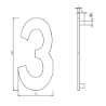 Afbeeldingen van INTERSTEEL Huisnummer 3 150mm rvs geborsteld 4020