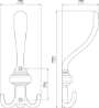 Afbeeldingen van Siro Kapstokhaak metaal - boorafstand 62mm/L 179mm/H 70mm/B 79mm antiek messing 