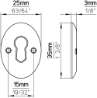 Afbeeldingen van Siro Sierschild metaal - boorafstand 15mm/L 35mm/H 3mm/B 25mm chroom glanzend 