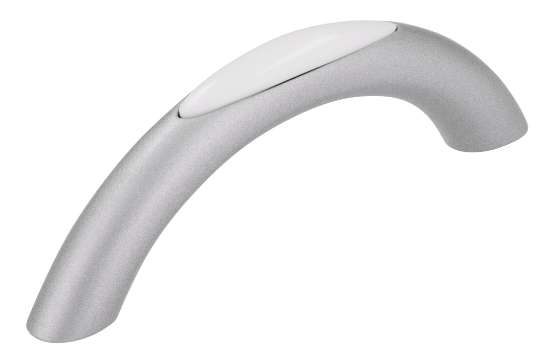 Afbeeldingen van Siro Meubelgreep metaal - boorafstand 64mm/L 81mm/H 26mm/B 9mm - aluminium/wit 