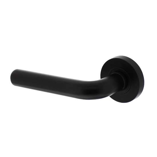 Afbeeldingen van INTERSTEEL Gatdeel links Agatha op ronde rozet 53x8mm met nokken mat zwart 1683