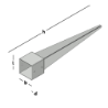 Afbeeldingen van GB Paalhouder met punt 145x145x900 2,5 Thermisch Verzinkt