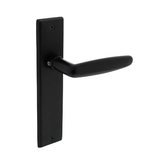 Afbeeldingen van INTERSTEEL Deurkruk Sophie met schild 181x41x7mm blind mat zwart 0225
