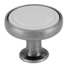 Afbeeldingen van Siro Meubelknop metaal - L 30mm/H 25mm/B 30mm antiek zilver/wit 