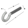 Afbeeldingen van GB schroefhaak metrisch draad - M6 Ø5,2x60x18mm - elektrolitisch verzinkt