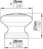 Afbeeldingen van Siro Meubelknop hout - L 35mm/H 27mm/B 35mm grenen/antiek zilver 