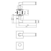 Afbeeldingen van INTERSTEEL Deurkruk Baustil vastdraaibaar geveerd op vierkante magneet rozet met rondcilinderplaatjes rvs gebor 1849