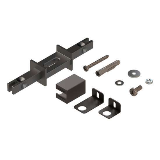 Afbeeldingen van Hettich Cadro Wand-/bodembevestiging met beugel roestvrij staal finish