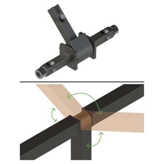 Afbeeldingen van Hettich Cadro T-stuk-verbinder 360 graden roestvrij staal finish