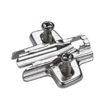 Afbeeldingen van Hettich Kruismontageplaat met hoogteverstelling m.b.v. slobgat, vernikkeld, Rijboring 37 x 32 mm, met euroschroeven (voor boringen ø 5 x 12 mm), dikte 8,0 mm