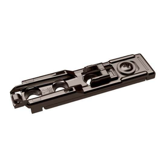 Afbeeldingen van Hettich Lineaire montageplaat met directe hoogteverstelling, in obsidiaanzwart, Rijboring 20 x 32 mm, voor schroefbevestiging, dikte 3,0 mm