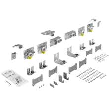 Afbeeldingen van Hettich TopLine L, Set loop- en geleidingsdelen,  10 - 16 mm, 3-deurs, voorste deur in het midden