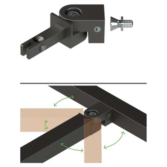Afbeeldingen van Hettich Cadro Schroefverbinder 180 graden roestvrij staal finish