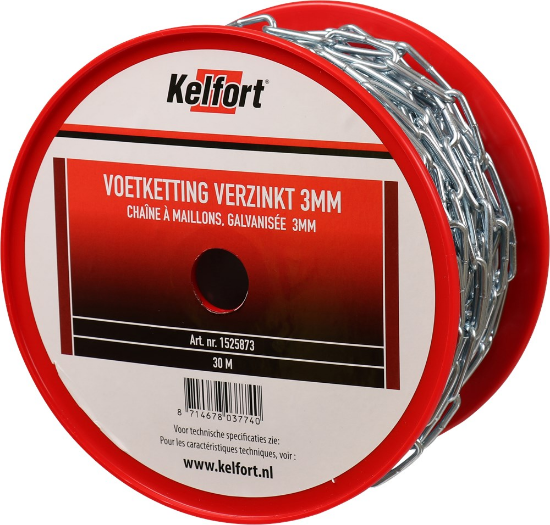 Afbeeldingen van Kelfort Voetketting - 3mm 30 meter - gegalvaniseerd 