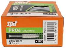 Afbeeldingen van Spit Universele plug Pro6 - 6x30mm - met schroef 