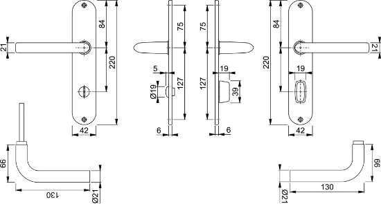 Afbeeldingen van Hoppe kruk + langschild E150Z/302 RVS