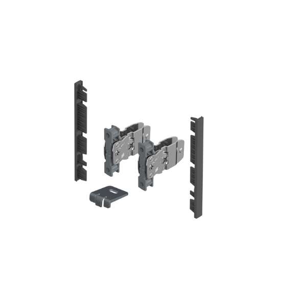 Afbeeldingen van Hettich AvanTech YOU Set verbinders voor inliggend front om zelf op maat te maken, te gebruiken met ladezijwand, systeemhoogte  101,  antraciet