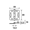 Afbeeldingen van Axa veiligheidsschijflagerscharnier - 89x89 ronde hoek - ongemonteerd SKG***